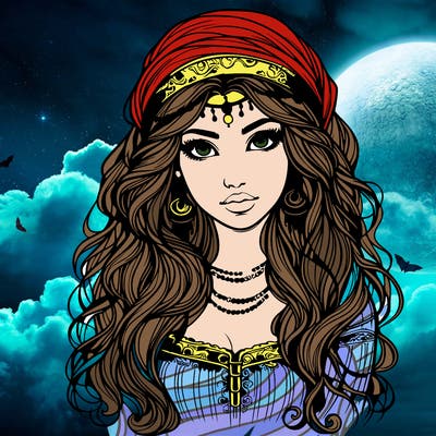 realistic beautiful mysterious gypsy girl