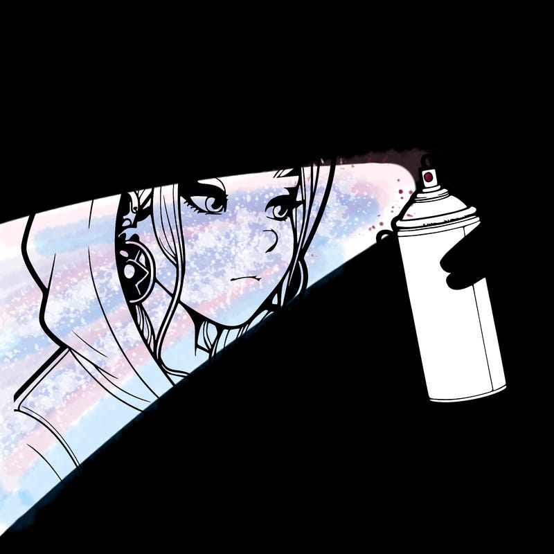 a realistic girl, spray painting