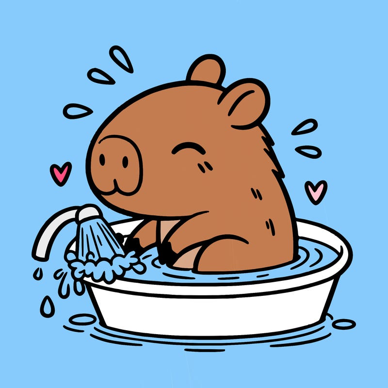 capybara taking a bath