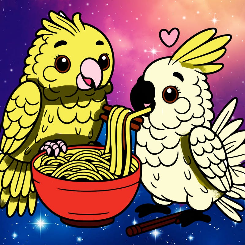 parrots with ramen