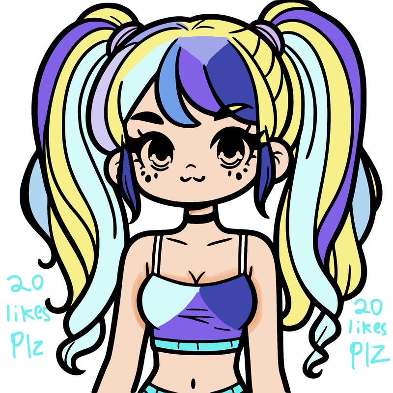 a pretty girl with pig tails and a crop top on