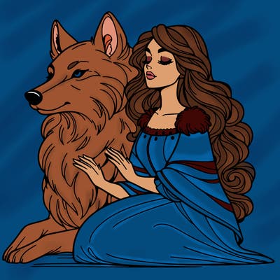 woman and wolf