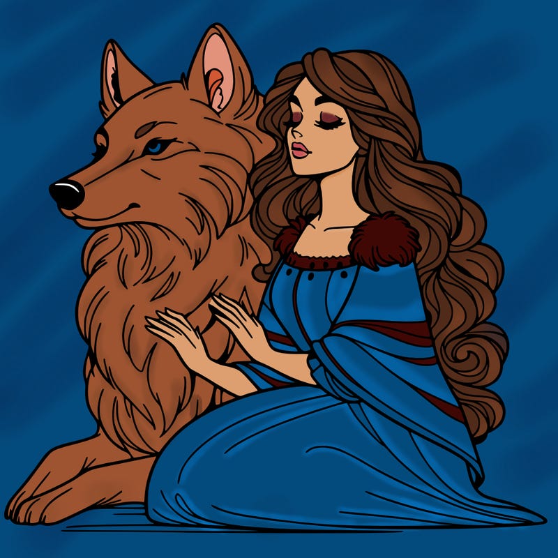 woman and wolf