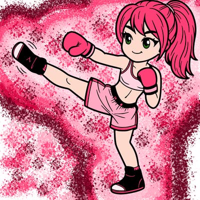 girl practicing kickboxing