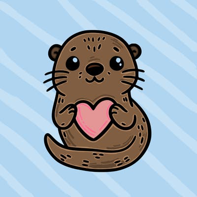 otter with a heart