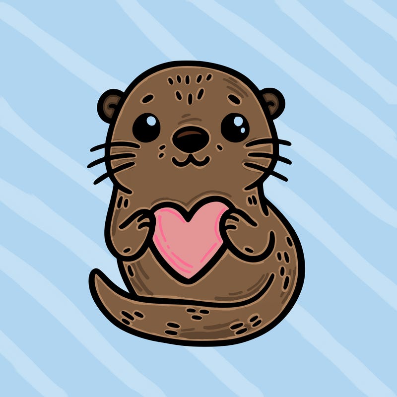 otter with a heart