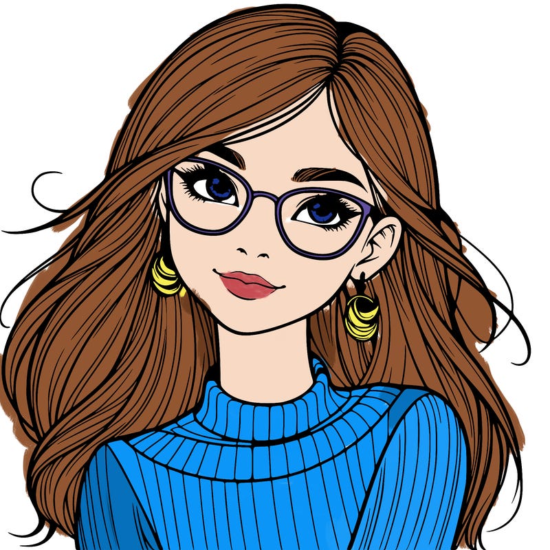 realistic girl with glasses