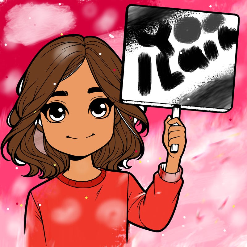 realistic girl holding up a sign