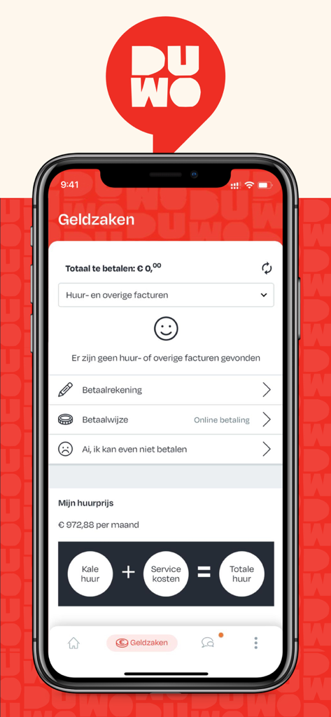 DUWO APP - DUWO app screen showing rent payment status and monthly cost breakdown