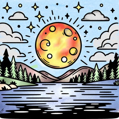 moonlight shining on a lake