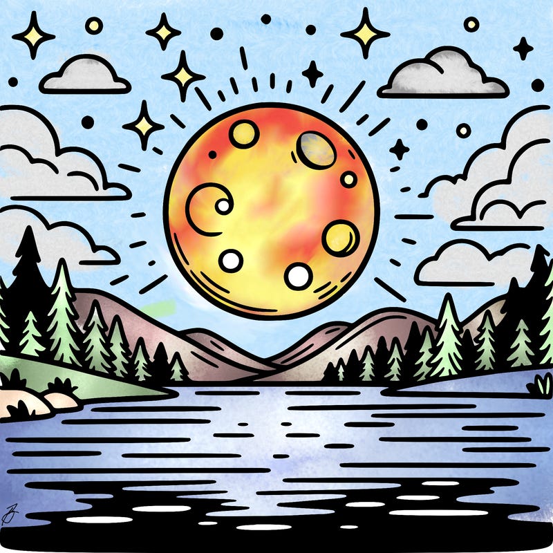 moonlight shining on a lake