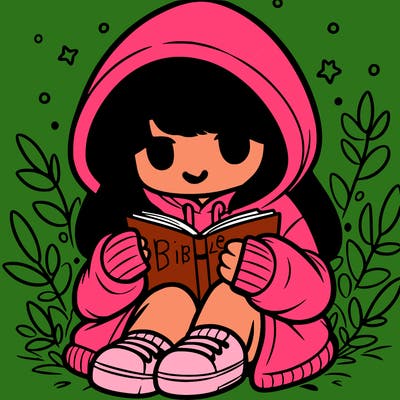 girl in oversized hoodie reading a book