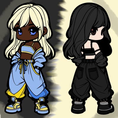 girl in crop top and baggy pants