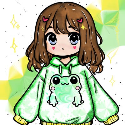 girl wearing frogging sweatshirt