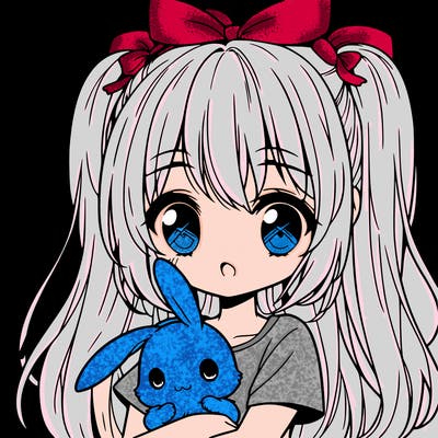 cute manga girl holding a bunny