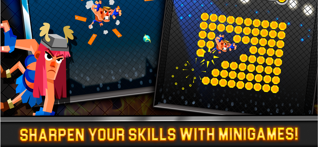 UFB 3のスキル向上ミニゲームに参加するカートゥーンファイター