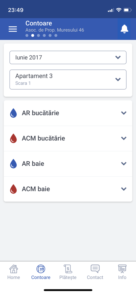 e-bloc.ro - Mobile interface for entering water meter readings in the e-bloc property management app