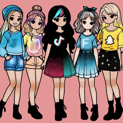 a group of five girls