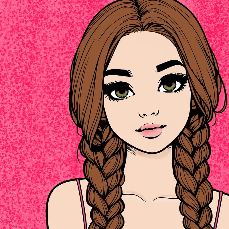 realistic girl with braids