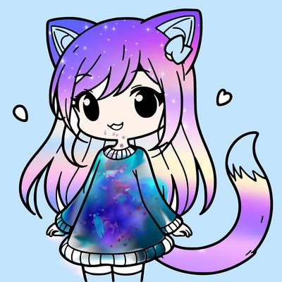 girl with cat ears and tail