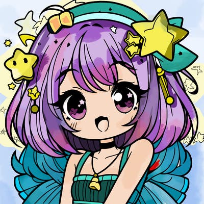 cute anime girl with star accessories