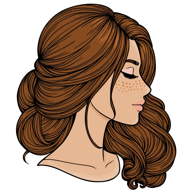 realistic woman's head & hair