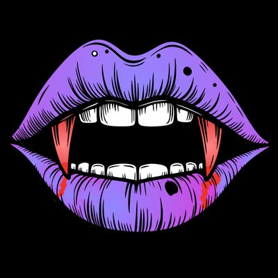 lips with vampire teeth