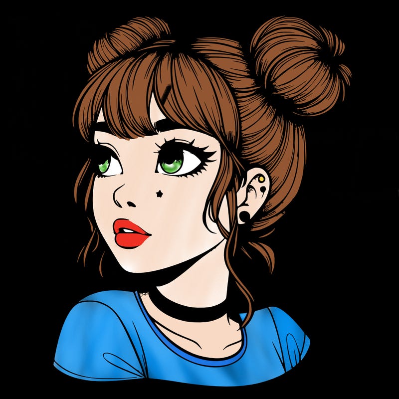 realistic girl with spacebuns