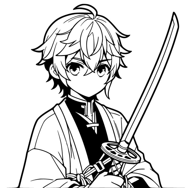 anime boy with sword