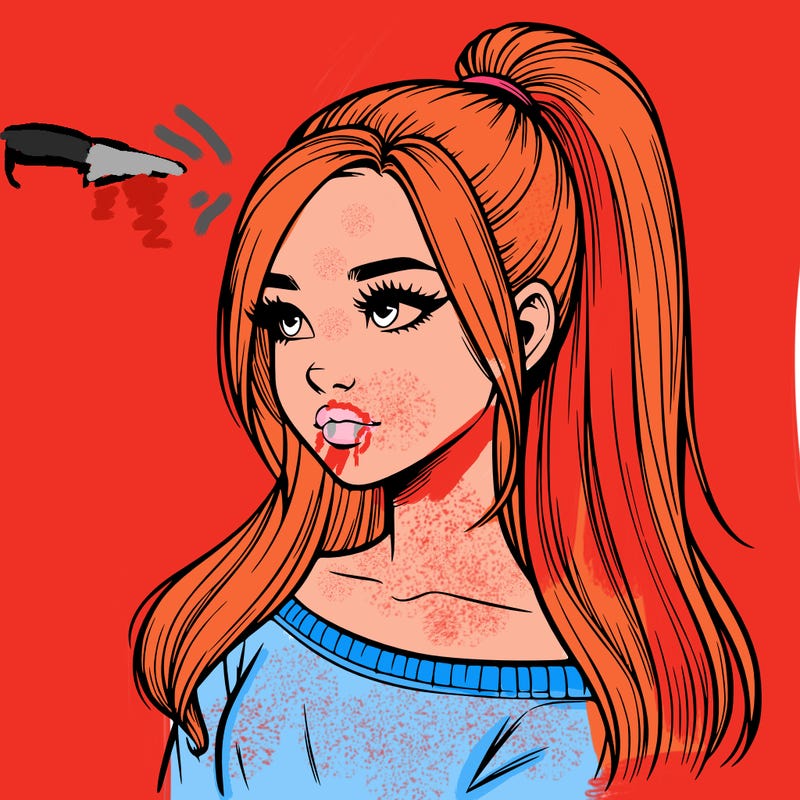 realistic girl with a high ponytail