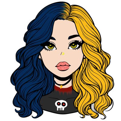 realistic girl with wavy hair and lips