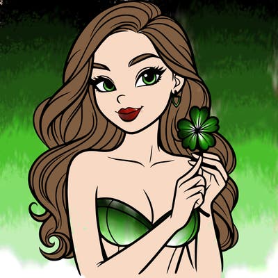 beautiful woman  carrying a clover