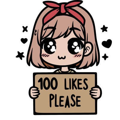 girl holding sign saying 100 likes please