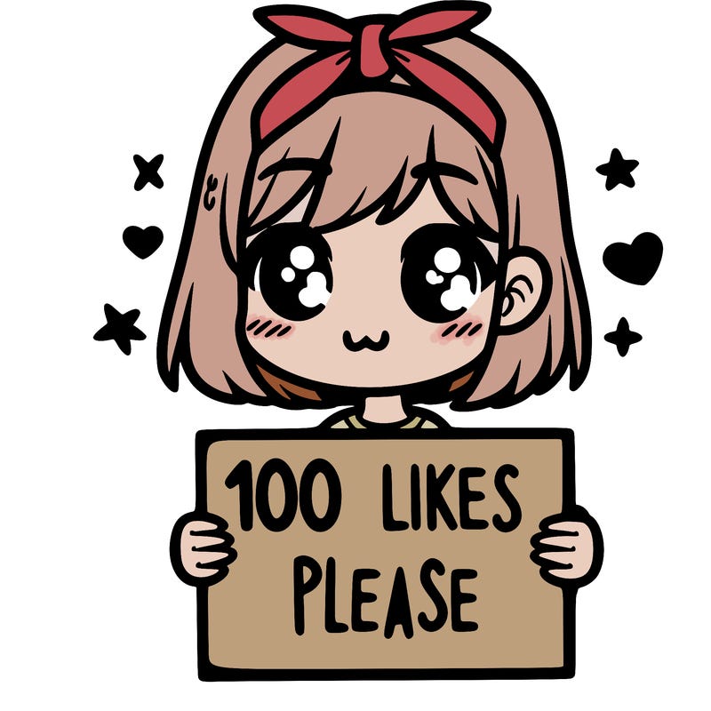 girl holding sign saying 100 likes please