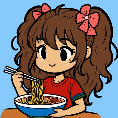 a girl eating ramen