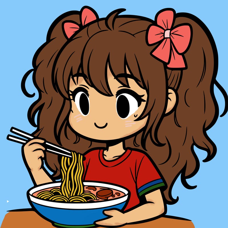 a girl eating ramen