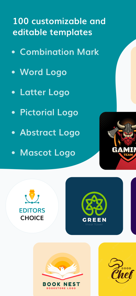 AI Digital Logo Design Maker - Una muestra de plantillas de diseño de logos personalizables que incluyen estilos de mascota y abstractos para empresas.