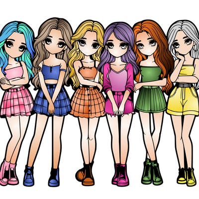 a group of girls realistic
