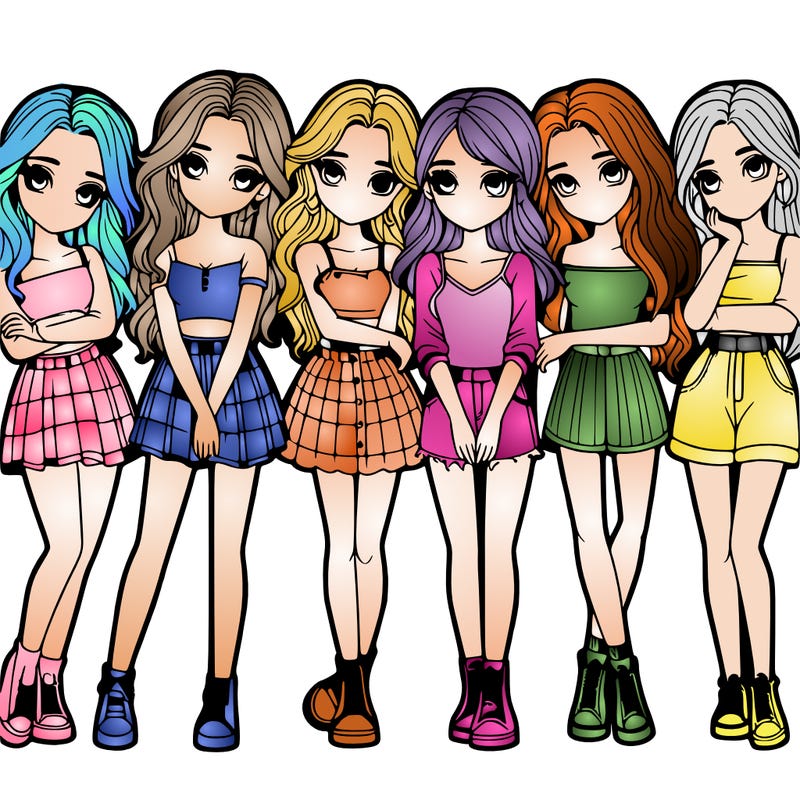 a group of girls realistic