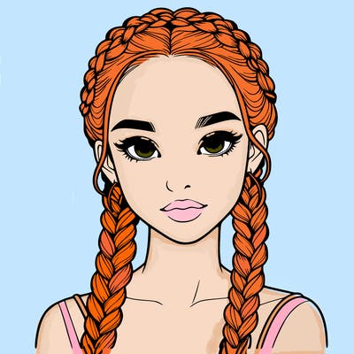 realistic girl with braids