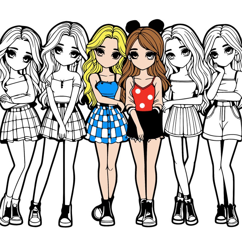 a group of girls realistic