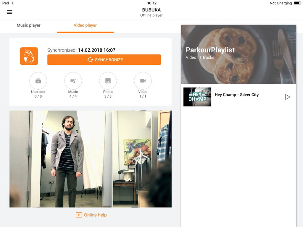 BUBUKA for iPad - BUBUKA for iPad video player interface showing synchronized business media content and a retail video