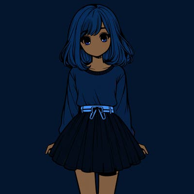 realistic girl with a skirt on