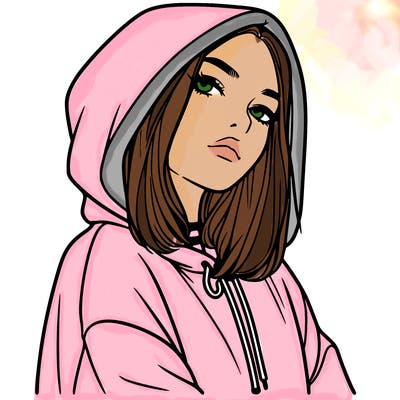 a realistic girl in a hoodie
