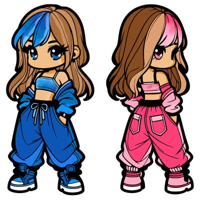 girl in crop top and baggy pants