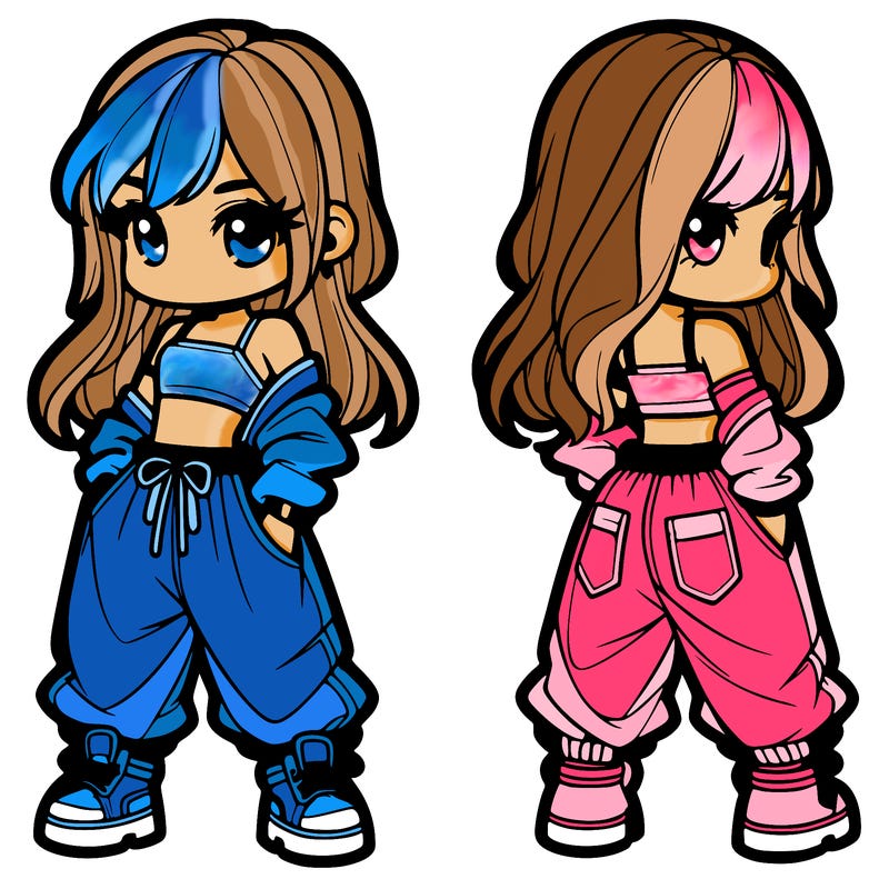 girl in crop top and baggy pants