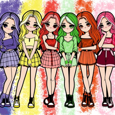 a group of girls realistic