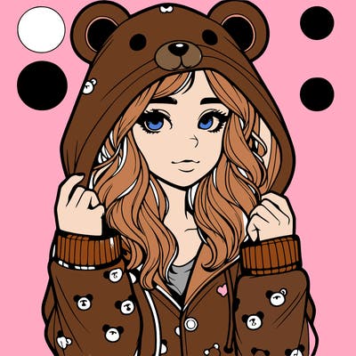 realistic girl in a animal pjs hoodie