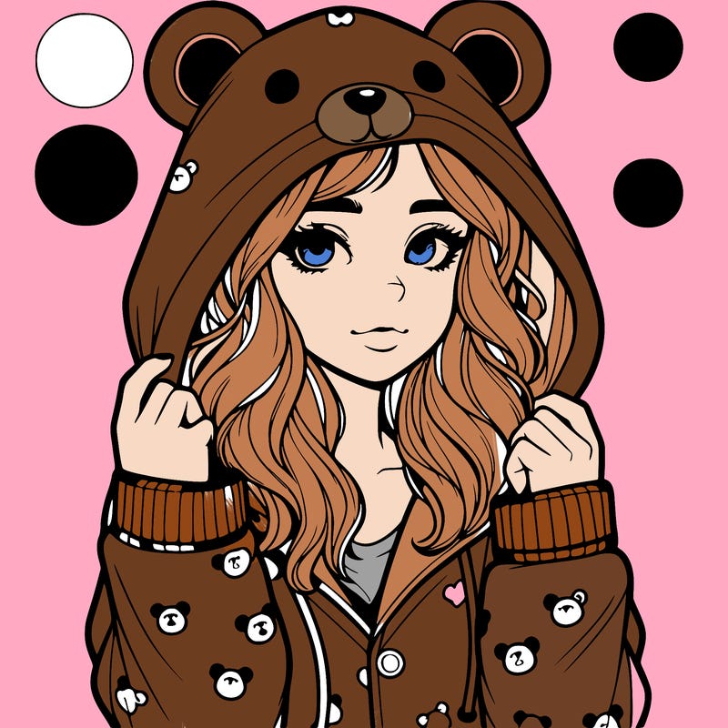 realistic girl in a animal pjs hoodie