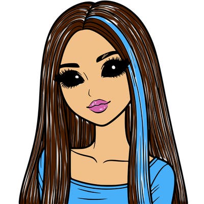 realistic girl with straight and long hair